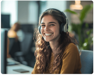 A member of the support team on the phone
