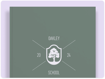 A school crest used as a design element on a page